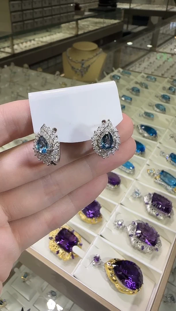 银S925镶嵌托帕石耳饰耳扣款