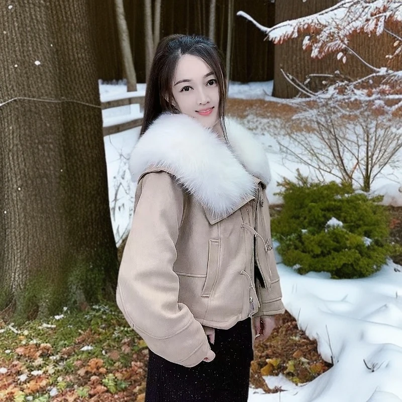 时尚洋气百搭大毛领保暖舒适女士短款外套