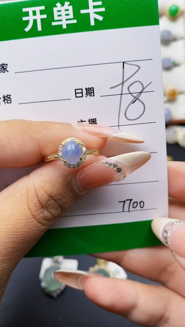 翡翠戒指银S925镶嵌只****贸7700