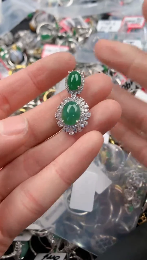 银S925镶嵌戒指翡翠777   3