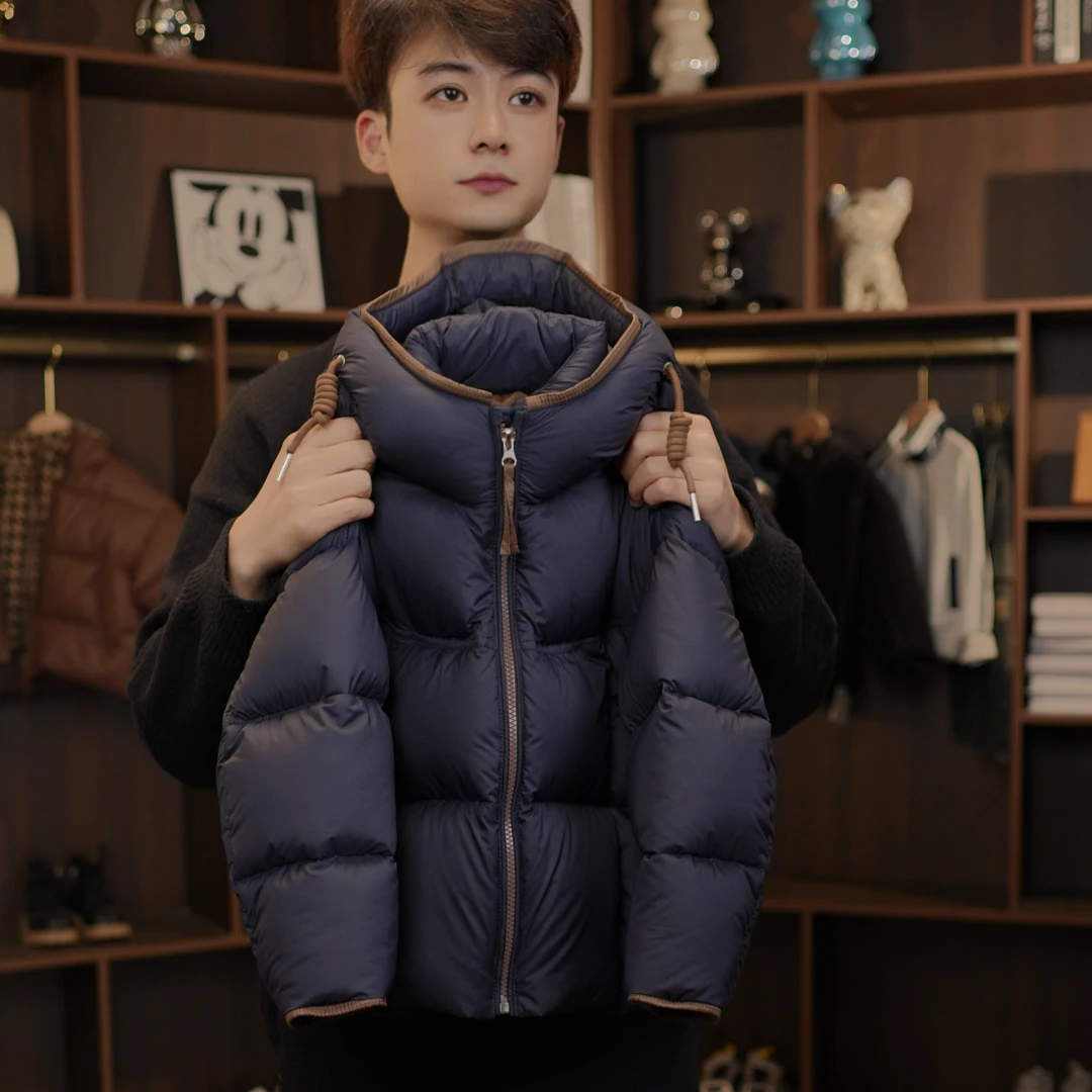 儿童白鸭绒羽绒服冬季新款中大童保暖紫色羽绒服外套连帽加厚