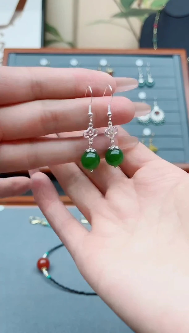 【闪购商品】玛瑙/玉髓耳饰银S925镶嵌8896