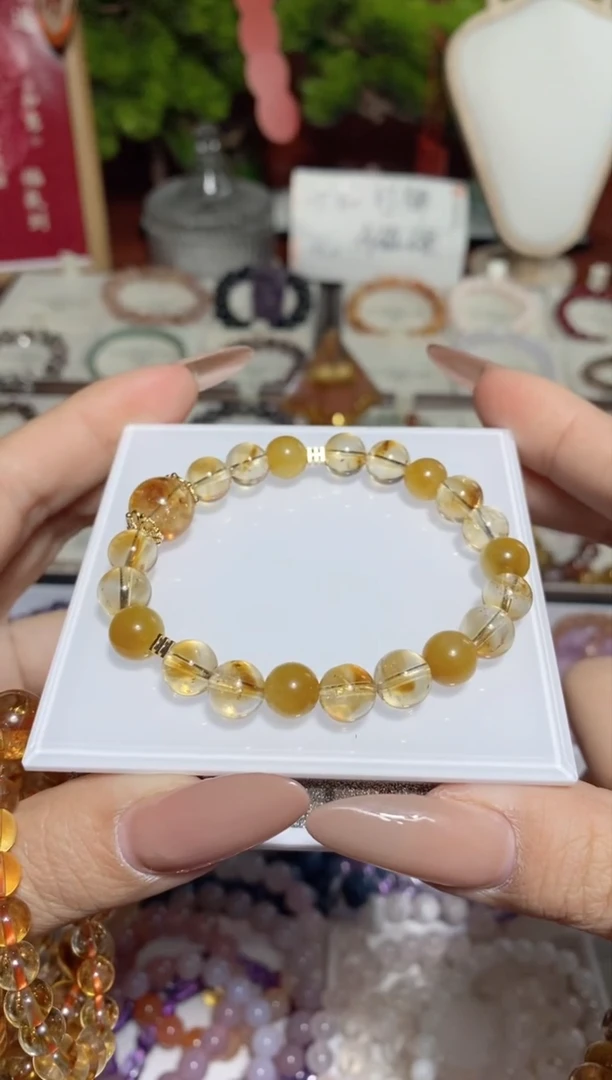 【闪购商品】水晶手串未镶嵌巴西黄水晶搭配虎眼石