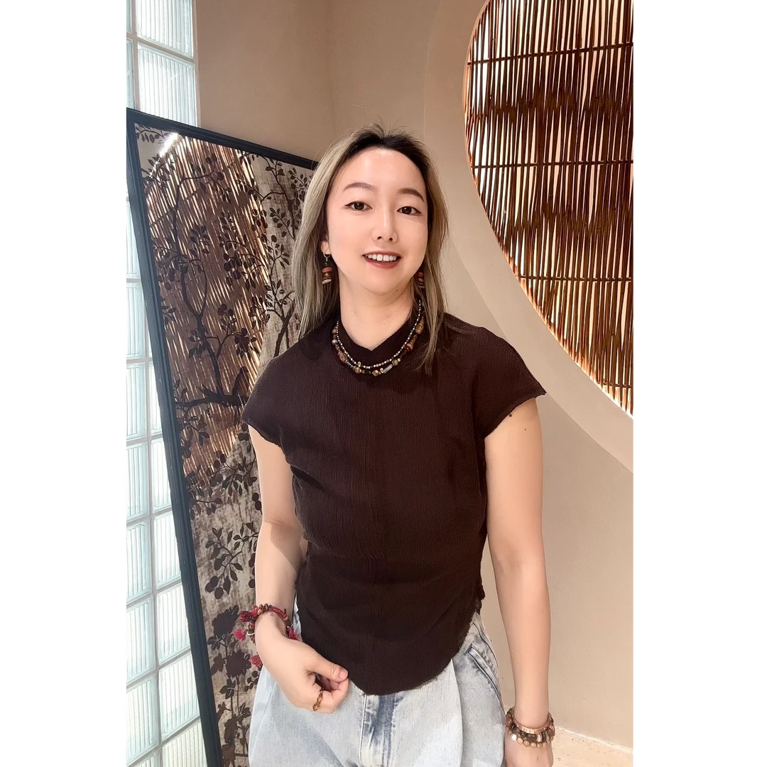 Samuel Gui Yang荔枝棕简洁合身经典上衣