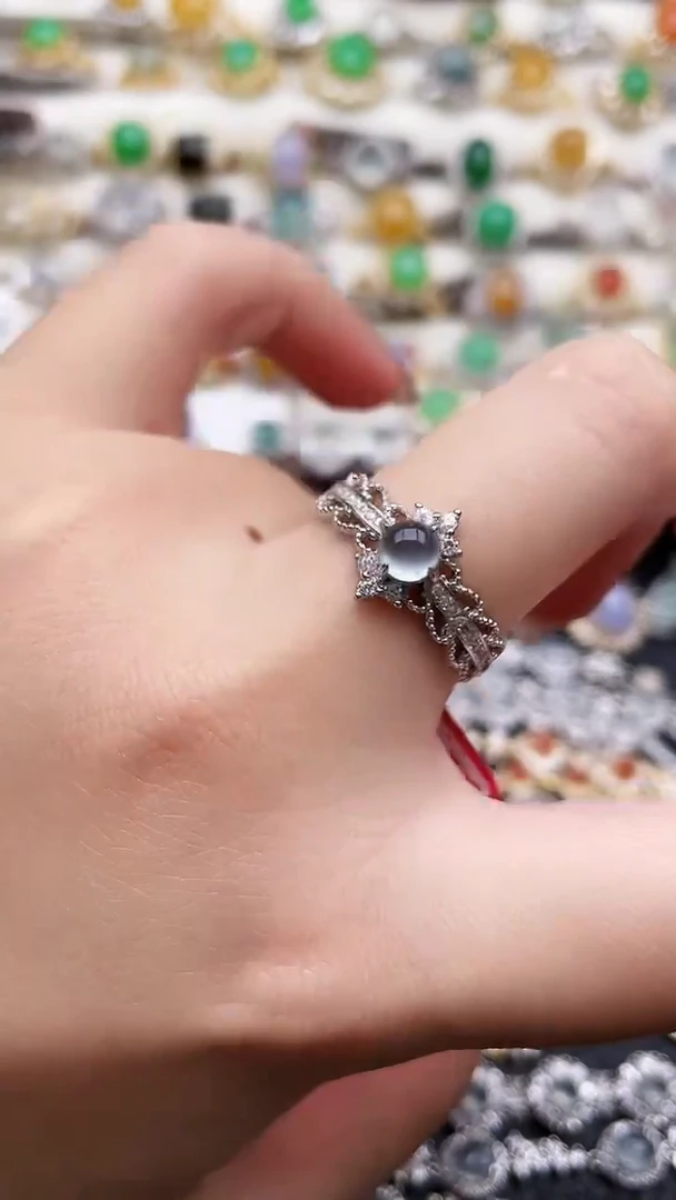 银S925镶嵌戒指翡翠107