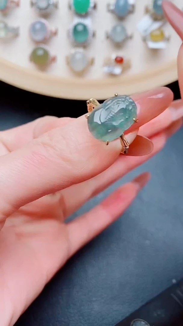 银S925镶嵌戒指翡翠...