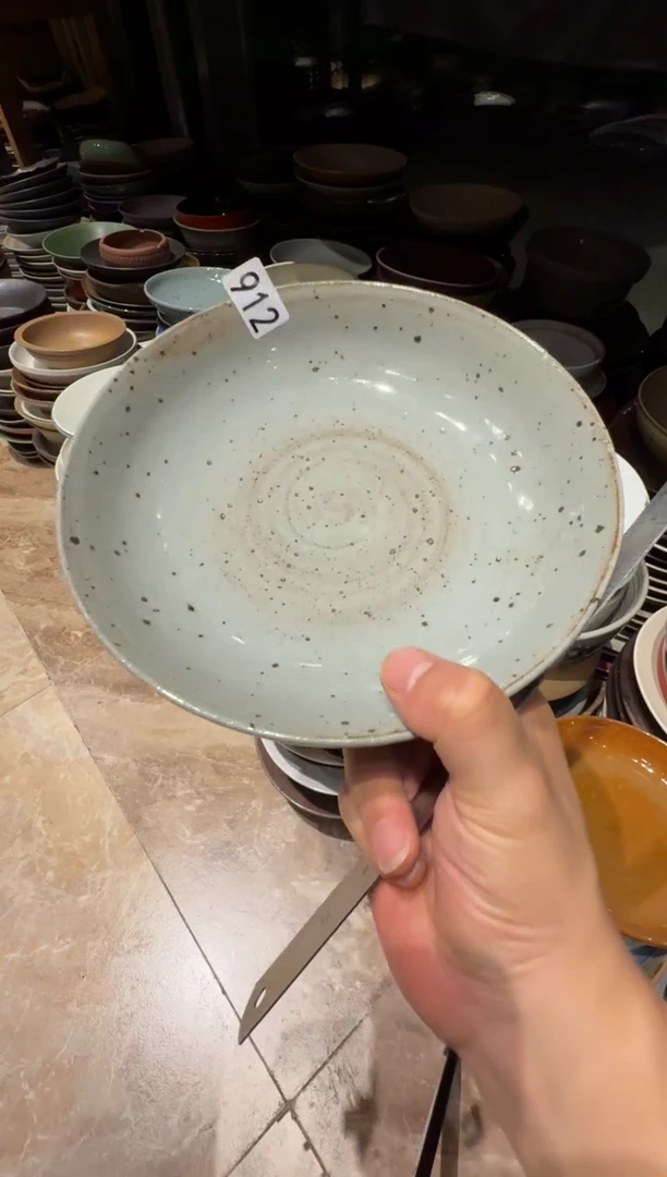 瓷片912 蓝麻点浅盘1个