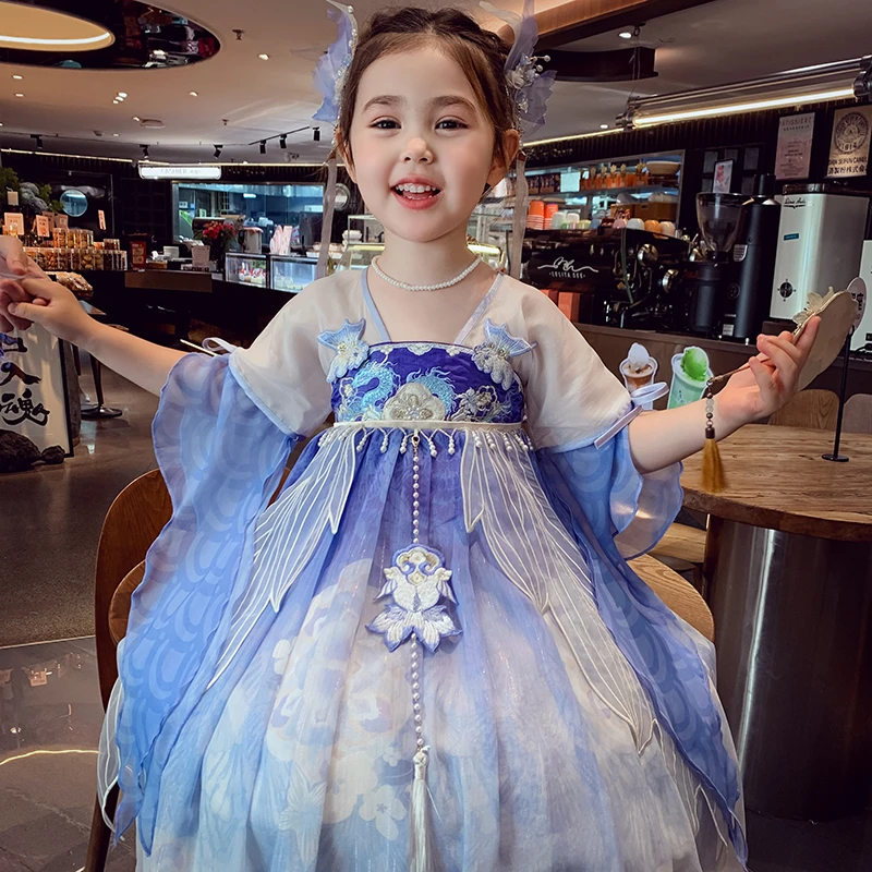 【现货】米米哈罗女童夏日中国风超仙襦裙中国风新中式连衣裙X25470