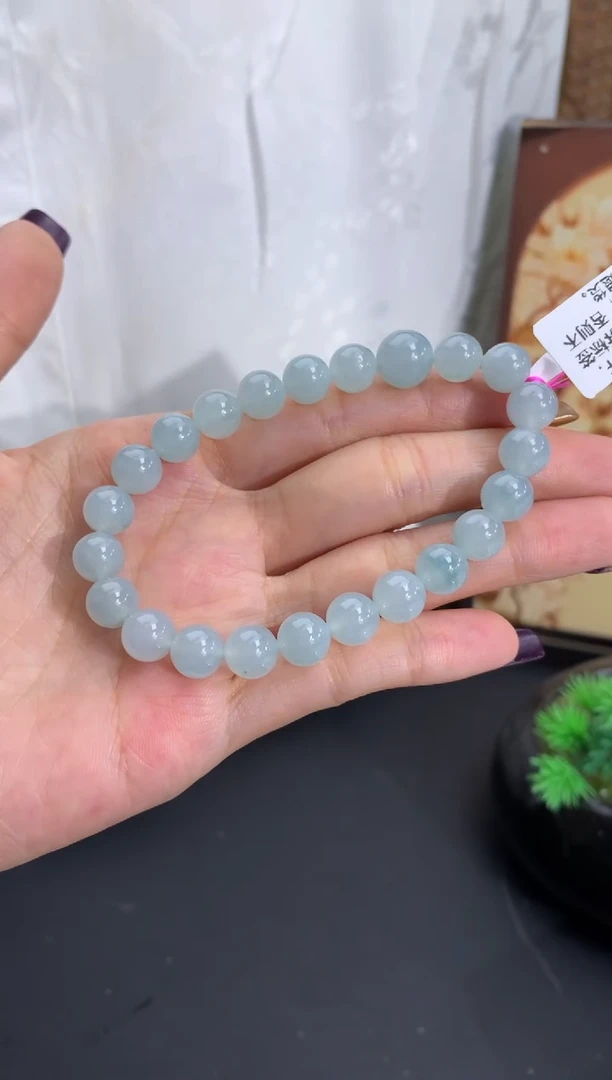 未镶嵌手串翡翠蓝底 卡8-9.6mm