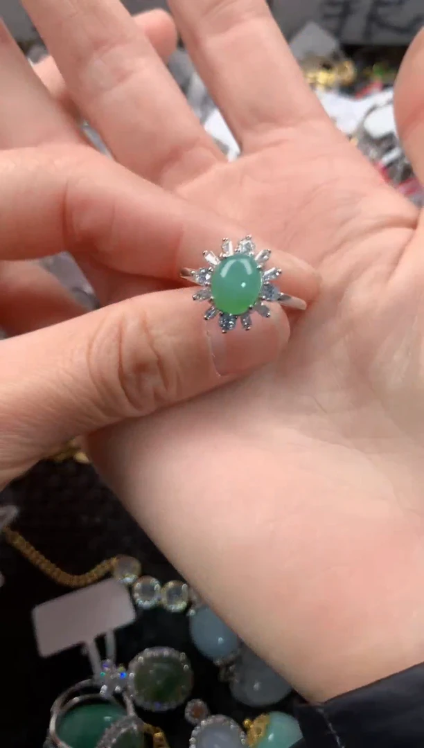 银S925镶嵌戒指翡翠111   3