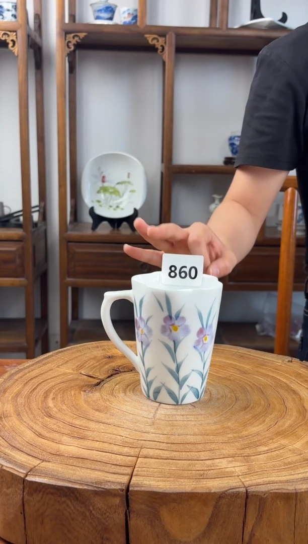 瓷片景德镇高温釉中彩-花口杯860