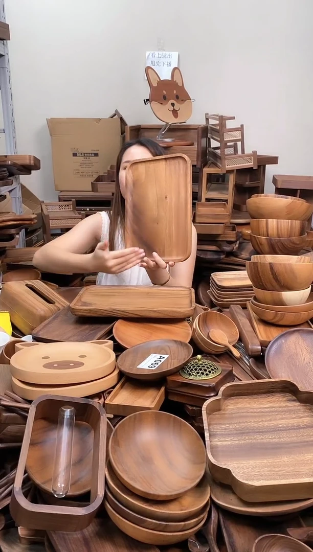 木  南美胡桃木带手抓槽托盘30*20*2cm