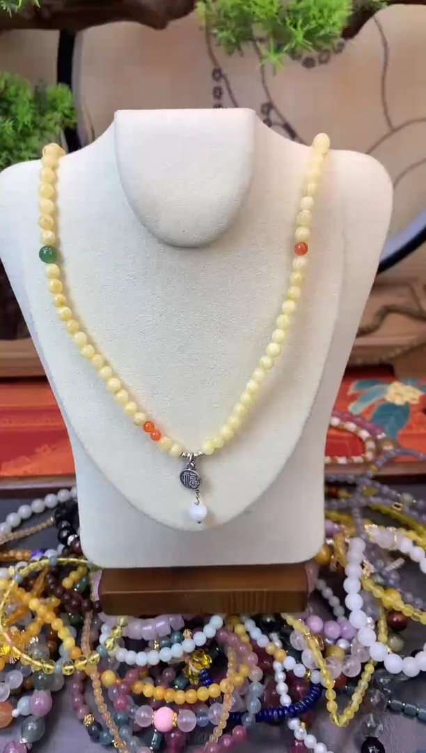 【闪购商品】蜜蜡手链银S925镶嵌273手串