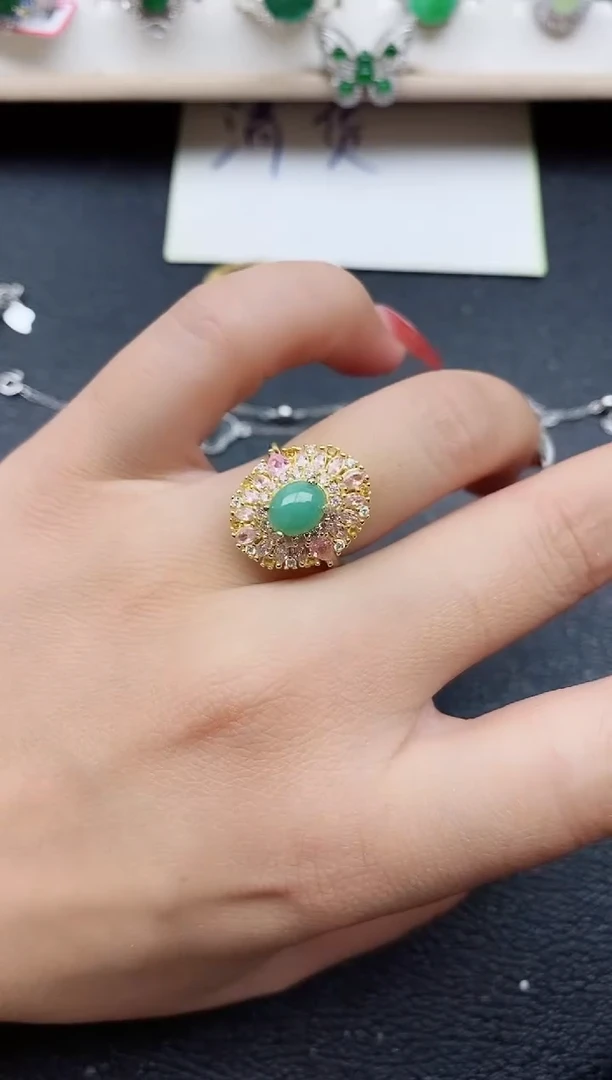 【闪购商品】翡翠戒指银S925镶嵌11111