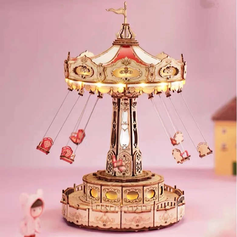 女生高级生日礼物diy梦幻旋转空中飞椅创意氛围灯卧室房间小夜灯