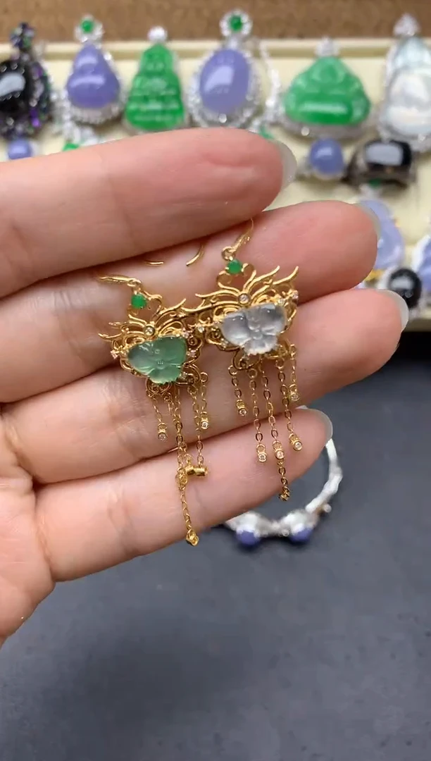 【闪购商品】翡翠耳饰18K金镶嵌562-中国好珍宝