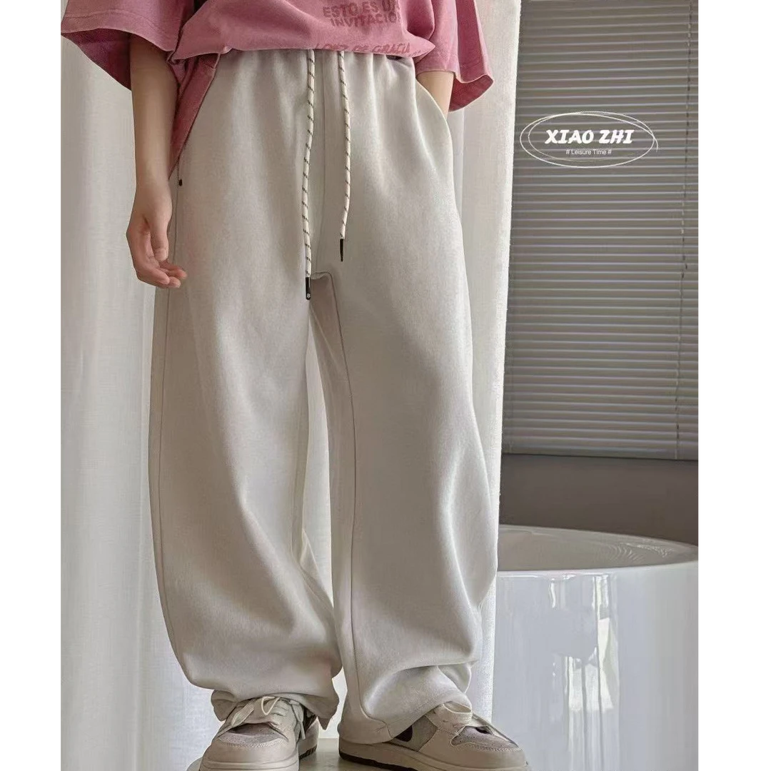 2025小智同学男女生休闲宽松卫裤纯色百搭休闲裤夏季韩版