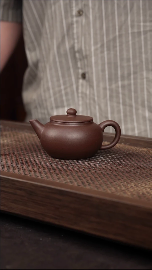 茶杯紫砂紫泥平盖水平