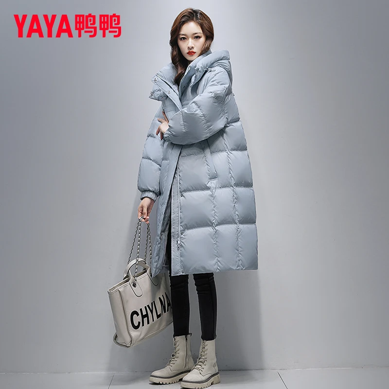 YAYA/鸭鸭中长款羽绒服女2025新款保暖加厚冬季时尚简约休闲外套