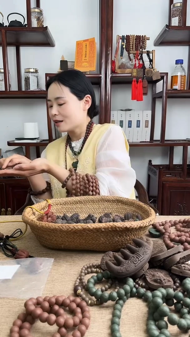 泥塑栀子招财纳福小件1对