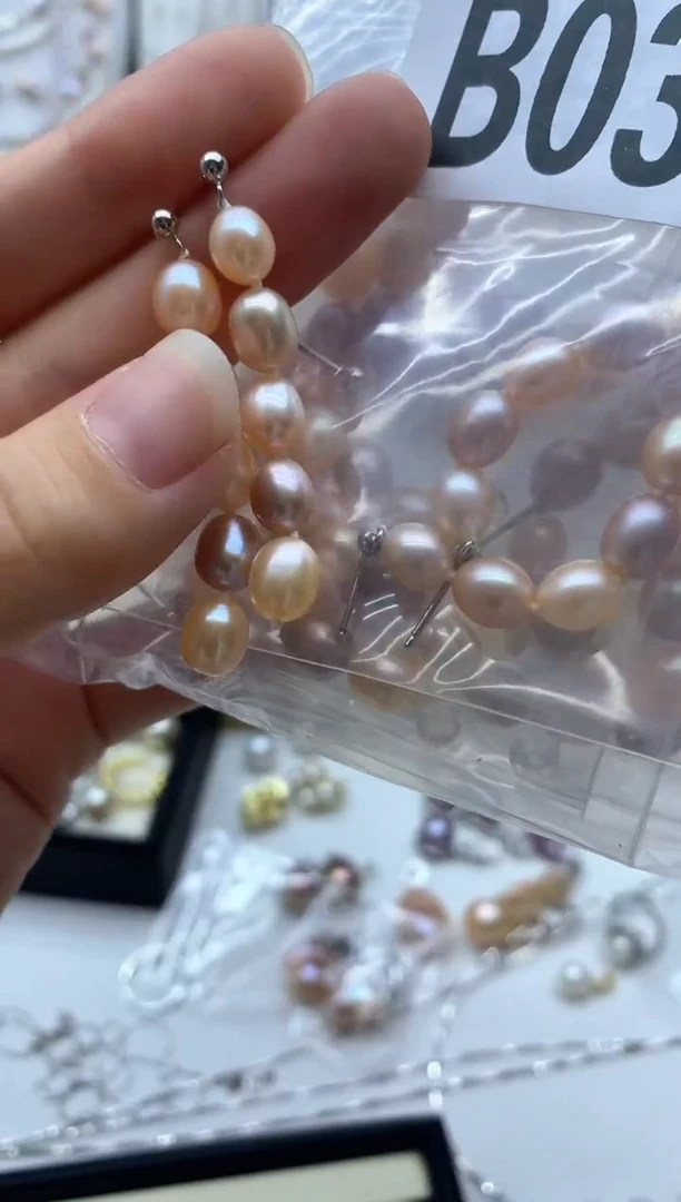 银S925镶嵌淡水珍珠耳饰多样性发其一