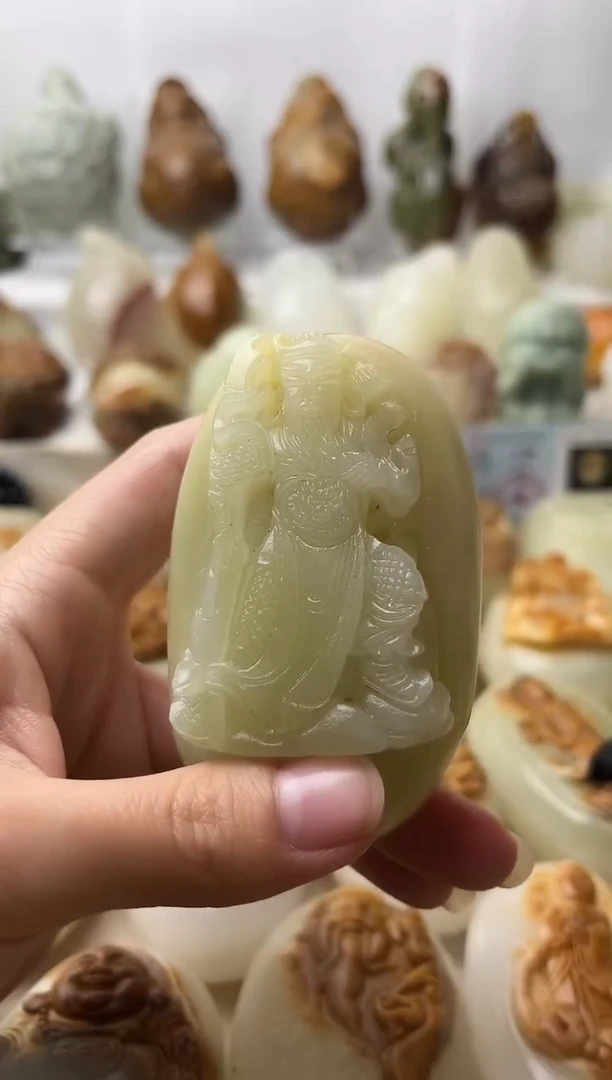 石材古青石棉纹正常不退换关公微瑕