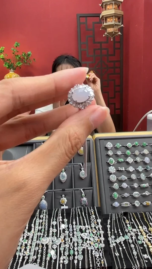 银S925镶嵌戒指翡翠004038r/戒指