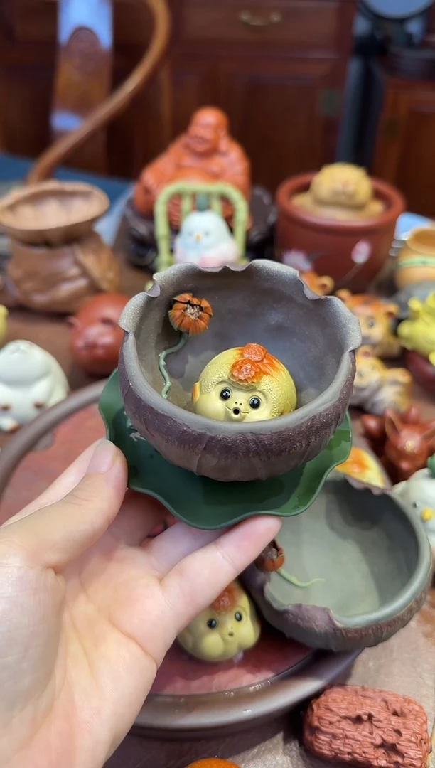 紫砂茶宠泡泡鱼三件