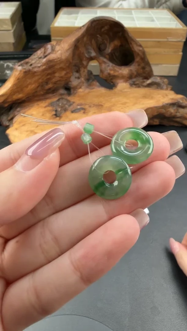 吊坠(不含链)未镶嵌翡翠翡翠饰品-25 一对