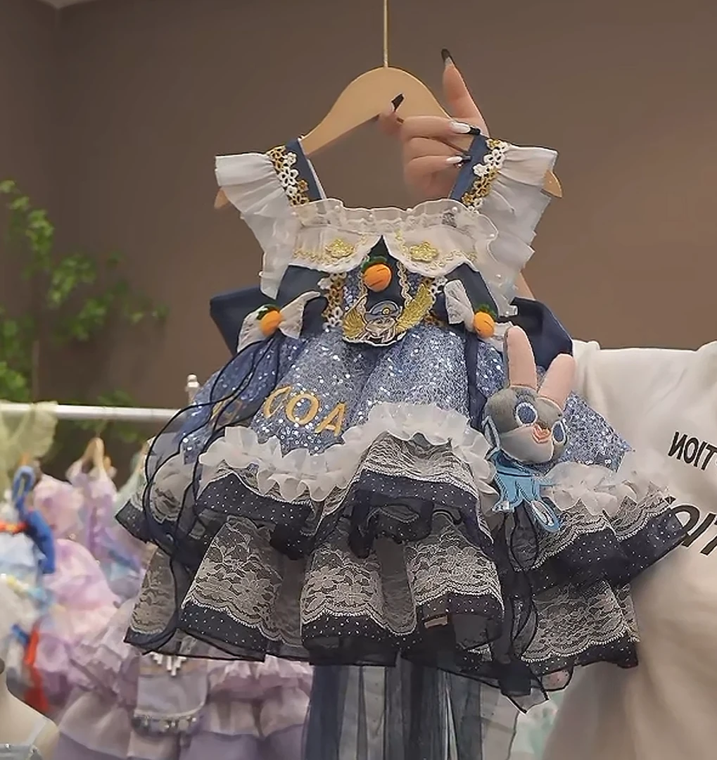 儿童春季秋季公主裙2025新款洋气可爱甜美梦幻花边8582兔子警官