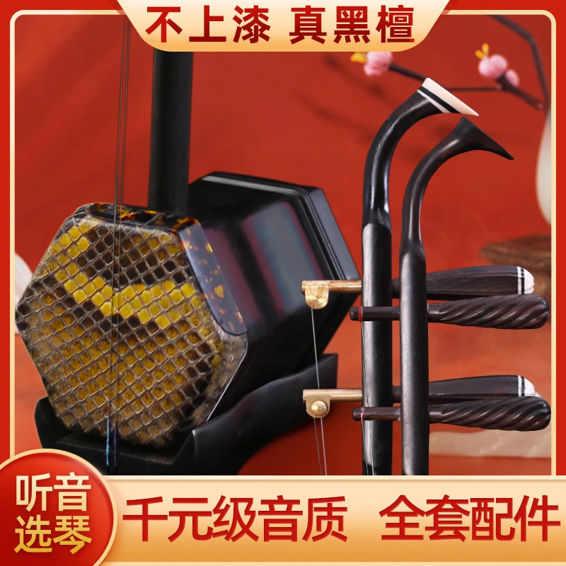 苏州黑檀二胡乐器厂家直销正品入门专业演奏考级铜轴大音量二胡琴