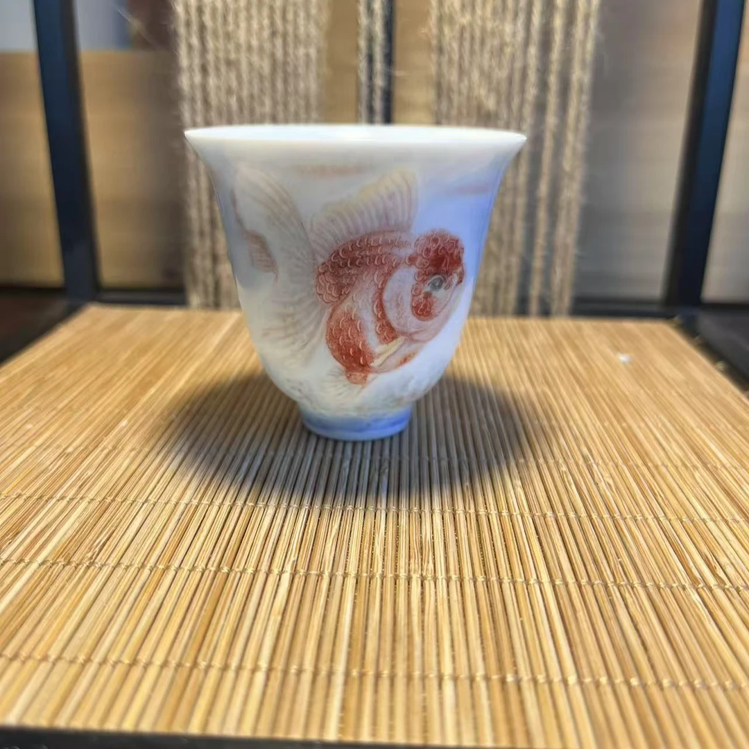 正春堂釉下五彩兰寿鱼闻香杯-Z20
