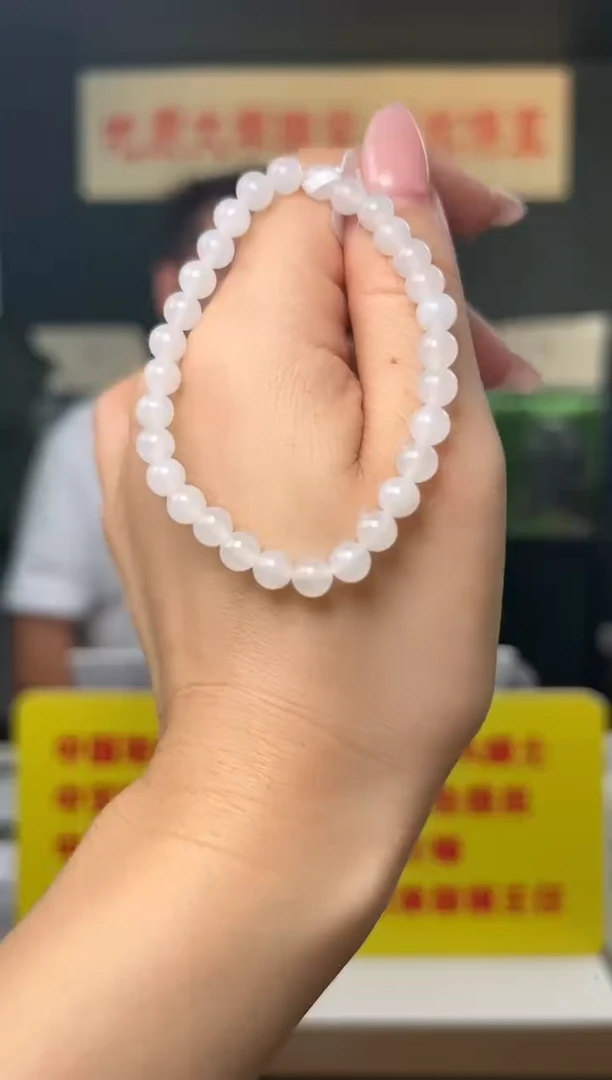 未镶嵌手串和田玉和田白玉圆珠手串6mm