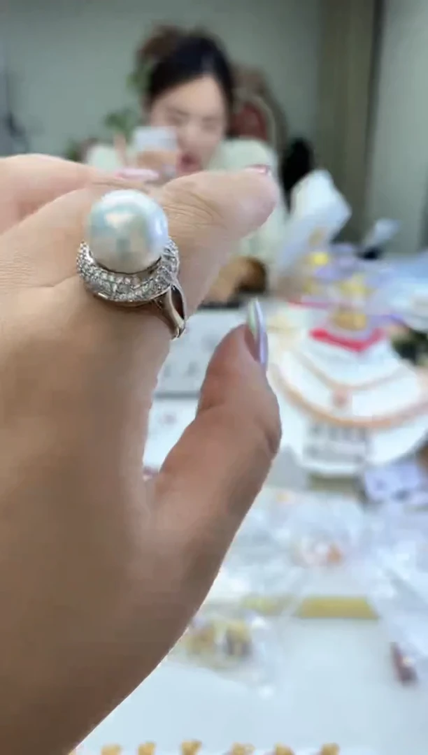 未镶嵌戒指淡水珍珠随机发一12mm+白珠戒指(多样性发一）