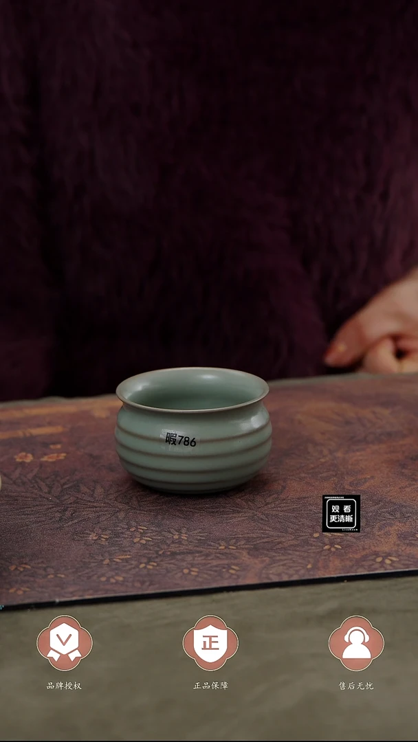 【闪购商品】杯786号国非遗大师王君子手签弦纹缸杯瑕