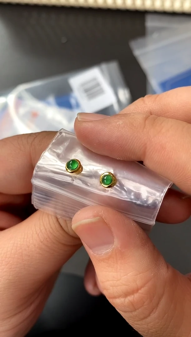 【闪购商品】翡翠耳饰银S925镀金镶嵌买断价  补