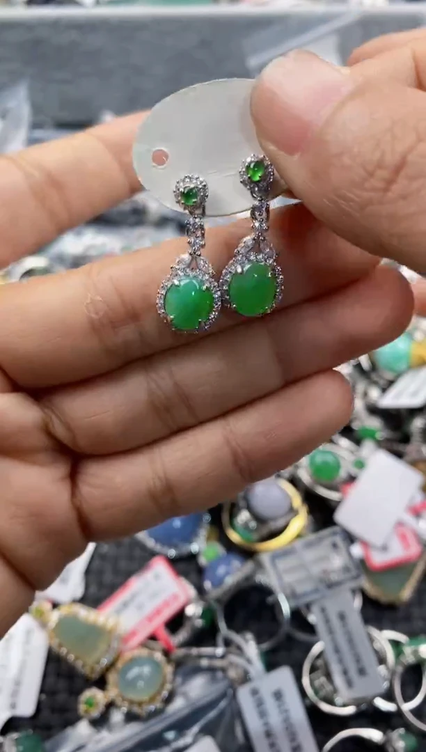 银S925镶嵌戒指翡翠777     9