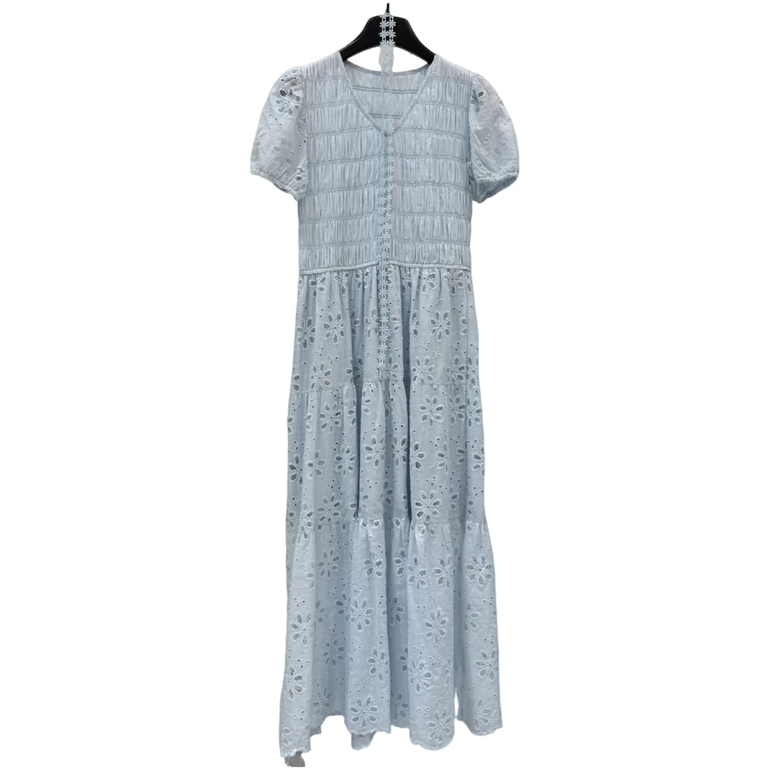 LMJ005夏季拼接收腰百搭蕾丝洋气休闲时尚洋气衣服女轻奢连衣裙