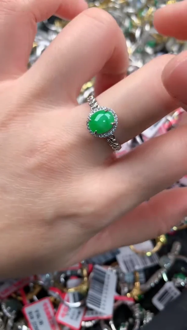 银S925镶嵌戒指翡翠777   9