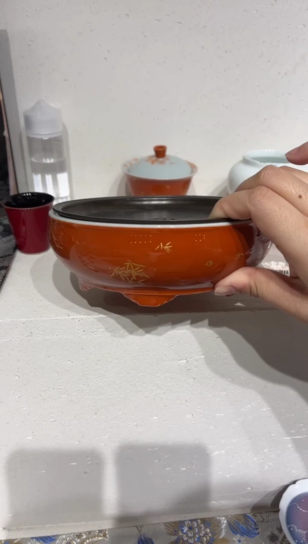 【闪购商品】矾红锡盖六鼎壶承-四君子