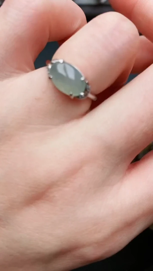 翡翠戒指银S925镶嵌...