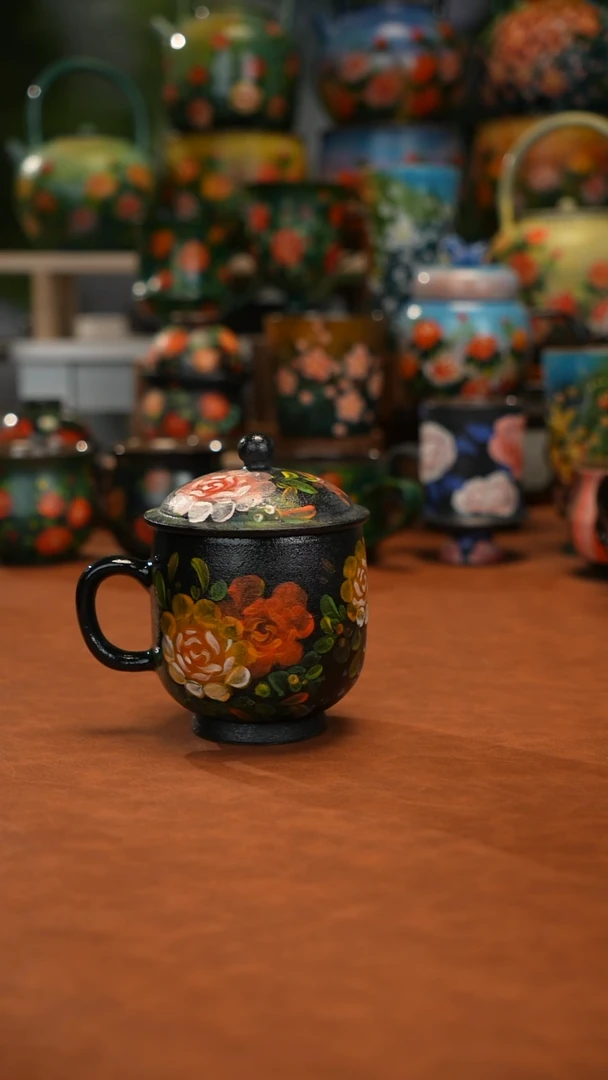 紫砂油画手绘釉下彩