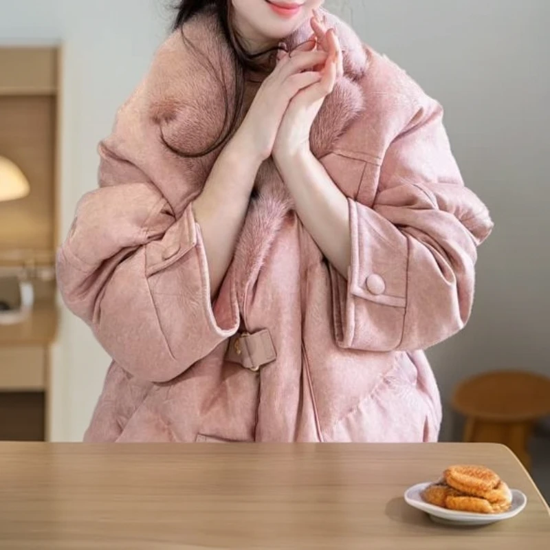 【鹅绒服DY3298】樱美嘉新中式秋冬新款进口水貂毛领鹅绒外套