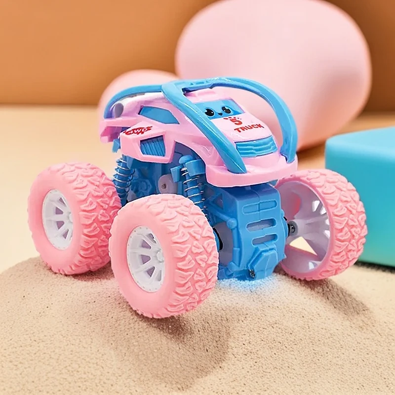 玩具车儿童翻滚耐摔女孩小汽车四驱车马卡龙色宝宝男孩惯性翻跟头