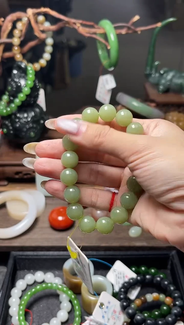 手串未镶嵌和田玉卡12若羌青黄口 圆珠9008742