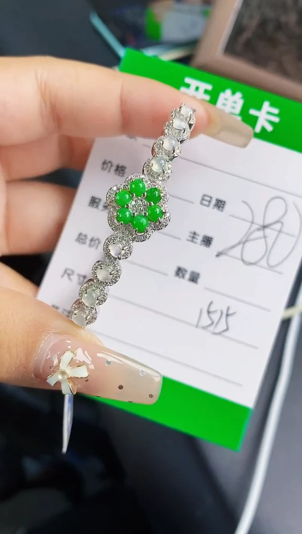 翡翠戒指银S925镶嵌1515