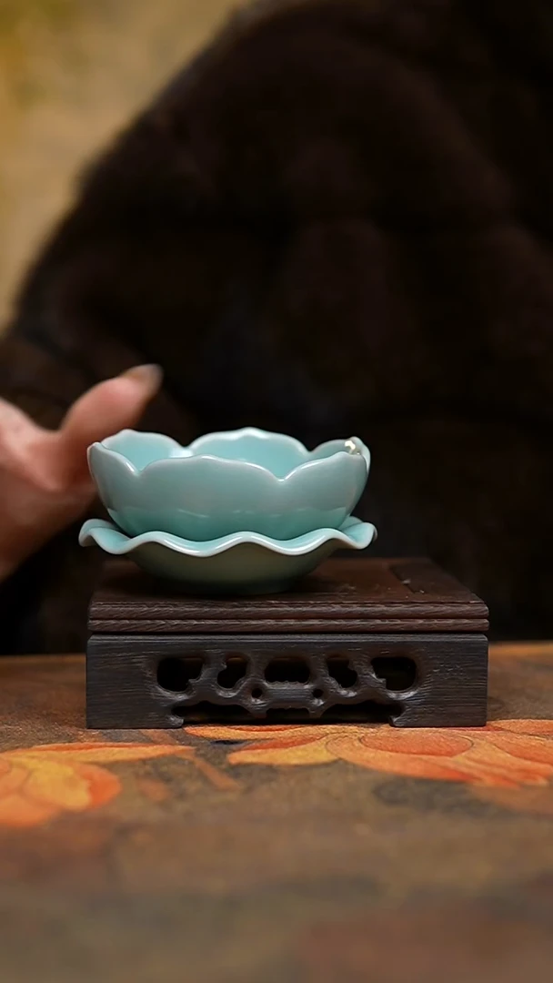 其他仿古天青莲花茶漏套组一级