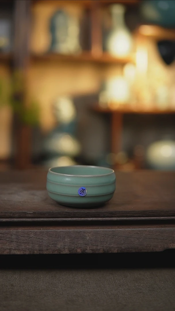 【闪购商品】杯仿古翡翠绿炫纹禅定杯微瑕194