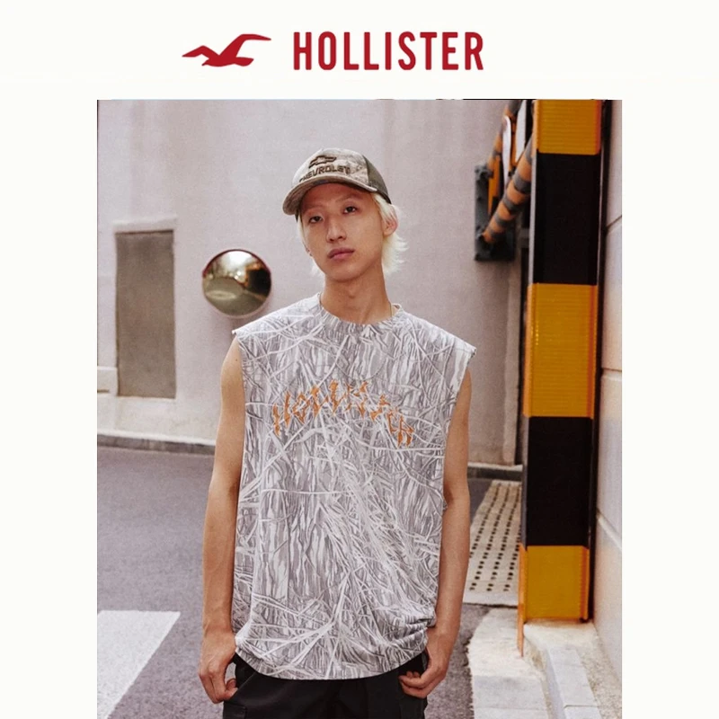 Hollister25夏季美式印花棉质重磅宽松背心男装323-5010