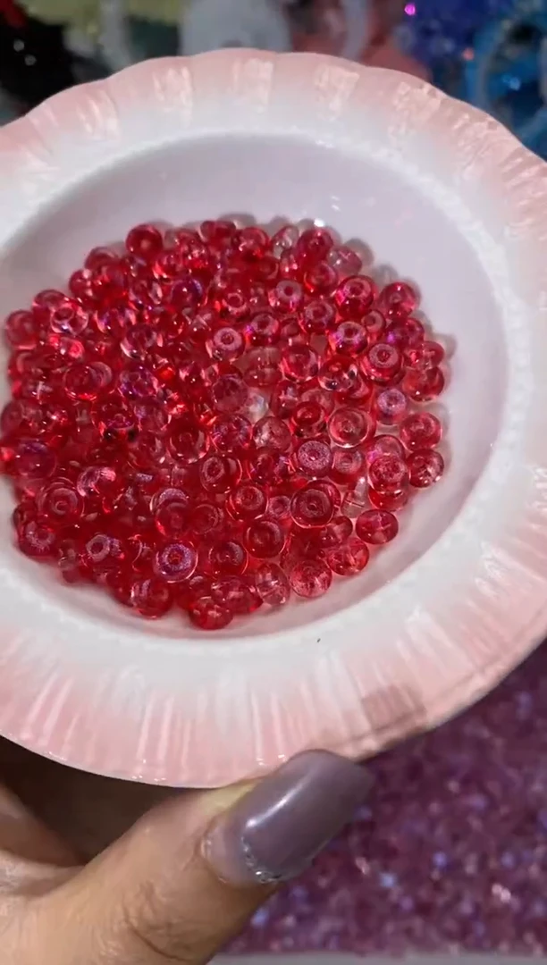 玻璃0419卡6算盘珠透150颗大红色